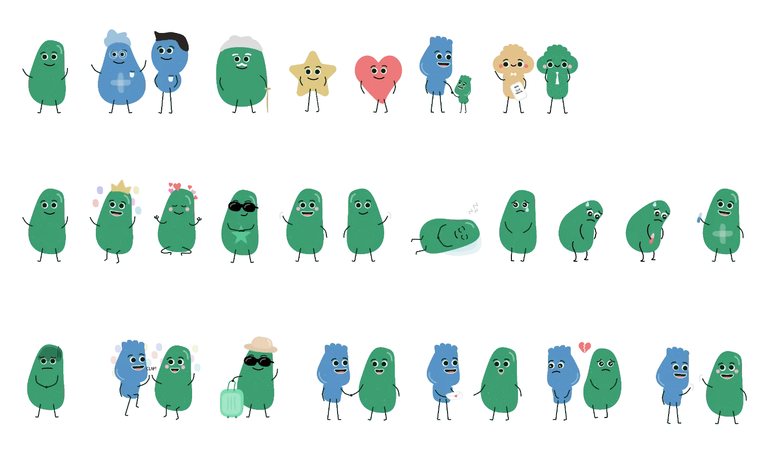 Kin characters, emotions and special scenarios