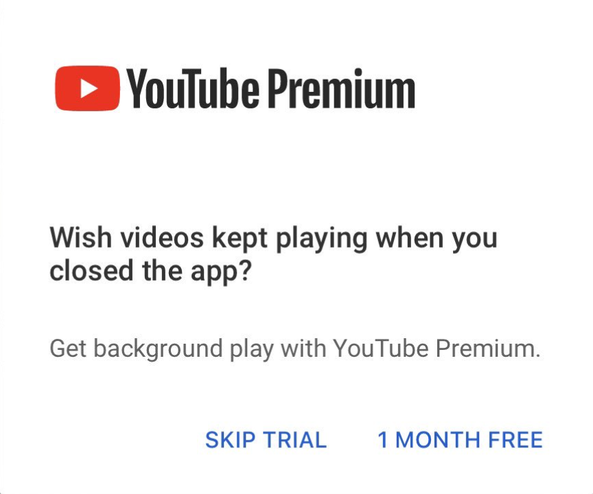 YouTube dark pattern screenshot
