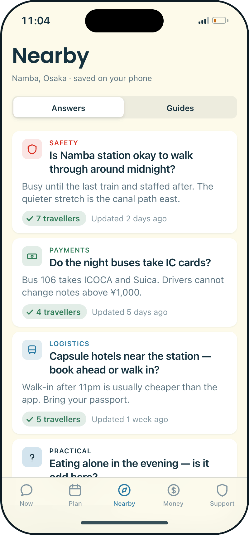 Nearby tab